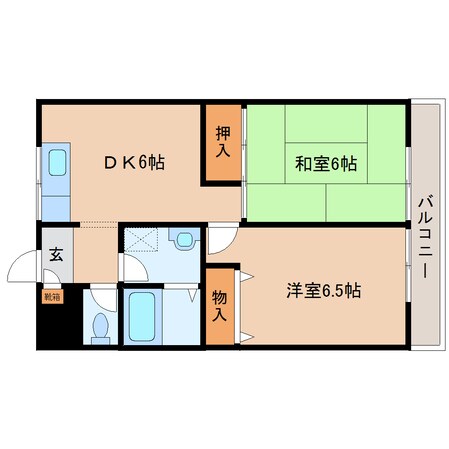 王寺駅 バス13分  下牧南口下車：停歩1分 2階の物件間取画像